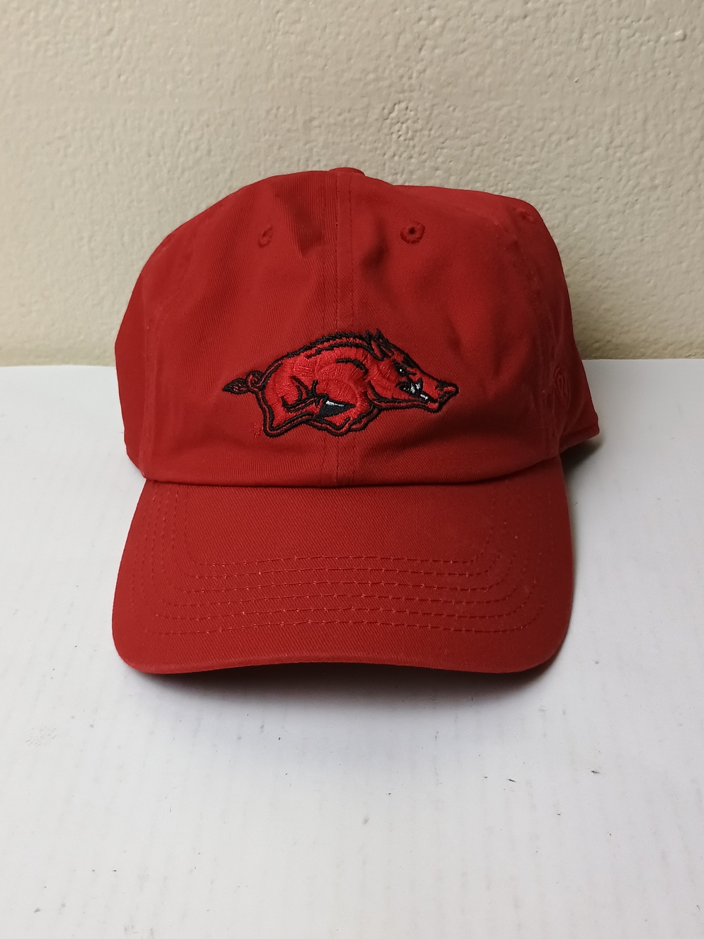 Top of the World Red Baseball Cap with Embroidered Razorback Burgundy